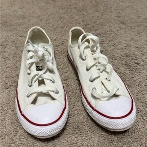 Converse Kids White Canvas Low-Top Sneakers with Red Stripe